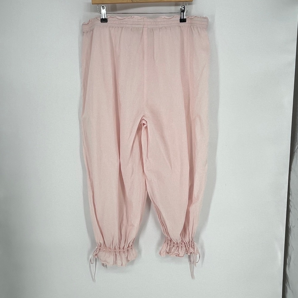 La Cera Pink Cotton Pajama Set XL Embroidered Ruffle Bloomers Cottagecore Boho - Picture 6 of 16